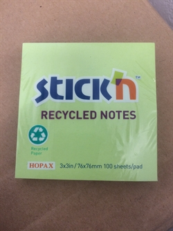 Stick'n Recycled Notes - 76x76mm - Lysegrøn