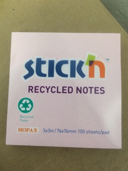 Stick'n Recycled Notes - 76x76mm - Lyserød